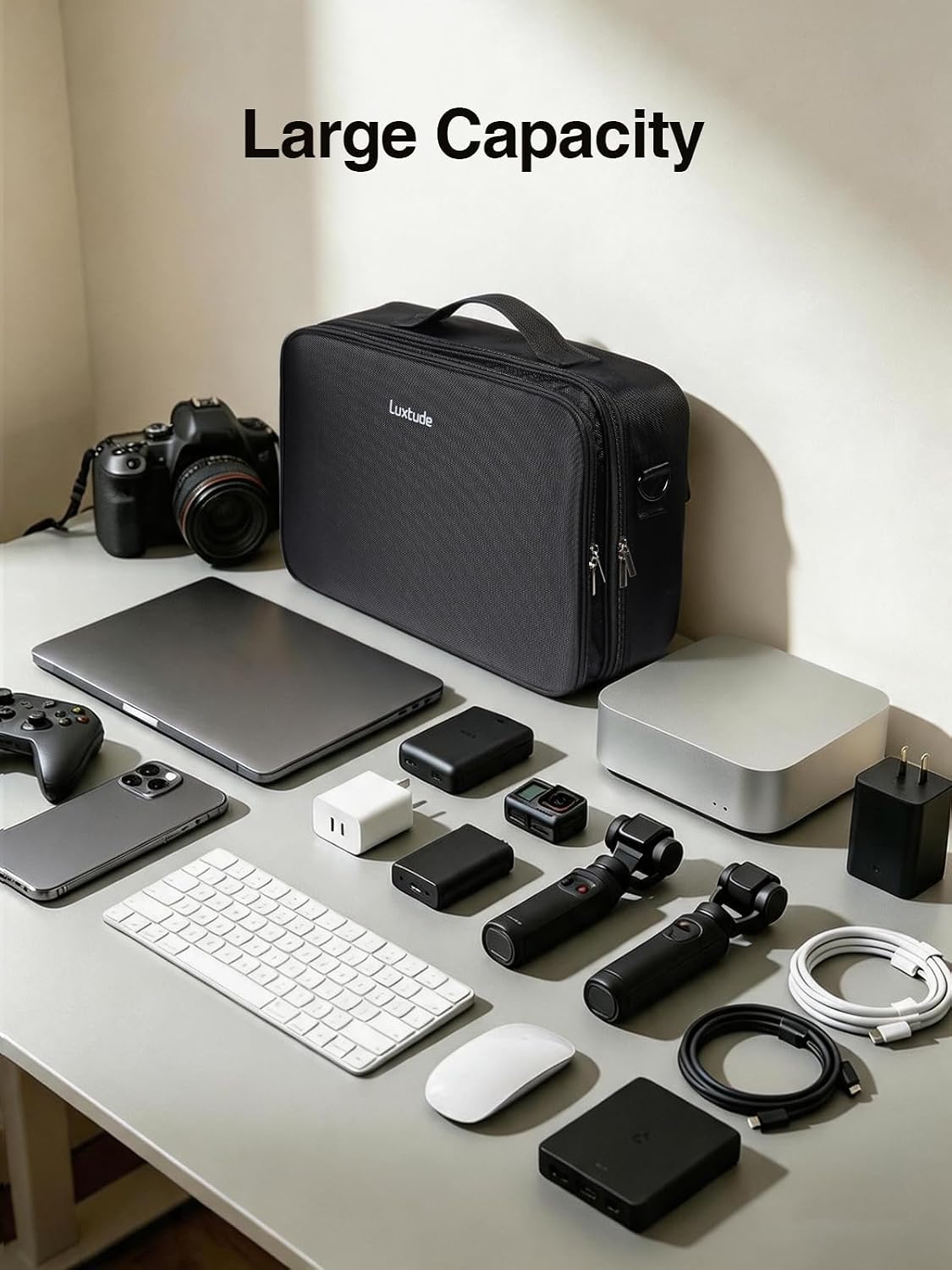 Luxtude Extra Large Electronics Organizer Travel Case, Cable Organizer Bag