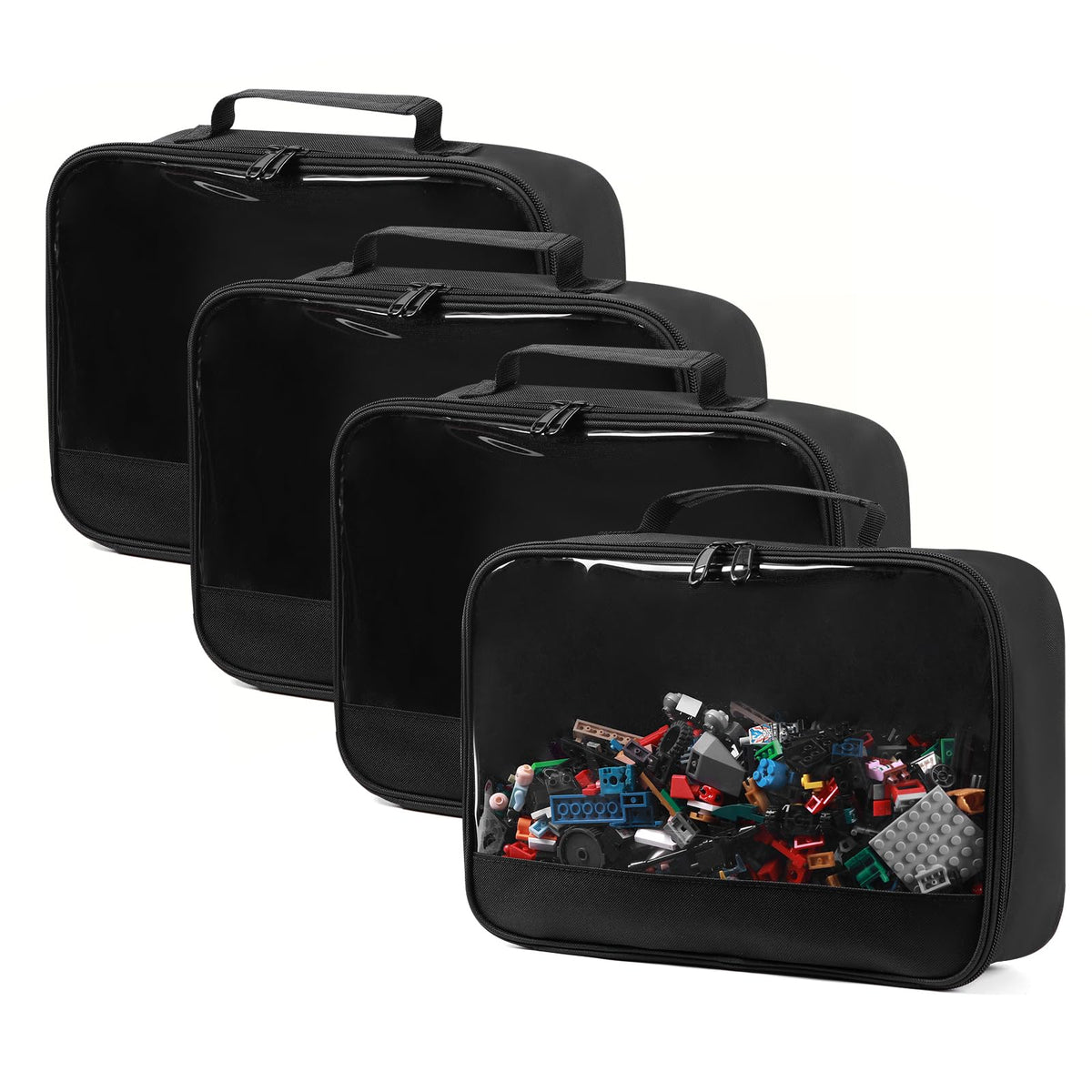 4 PCS Toys Storage Bag, Classic Bricks Building Set Storage Bag, Travel Case for Building Toys, Puzzles