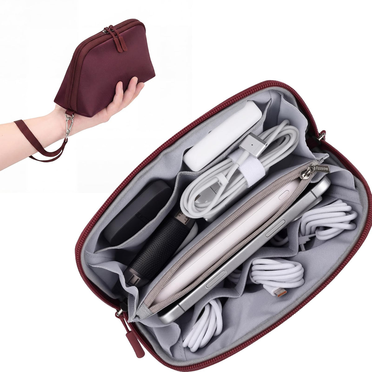 FYY Travel Cable Organizer - 8 Compartments, Lightweight, Water Repellent