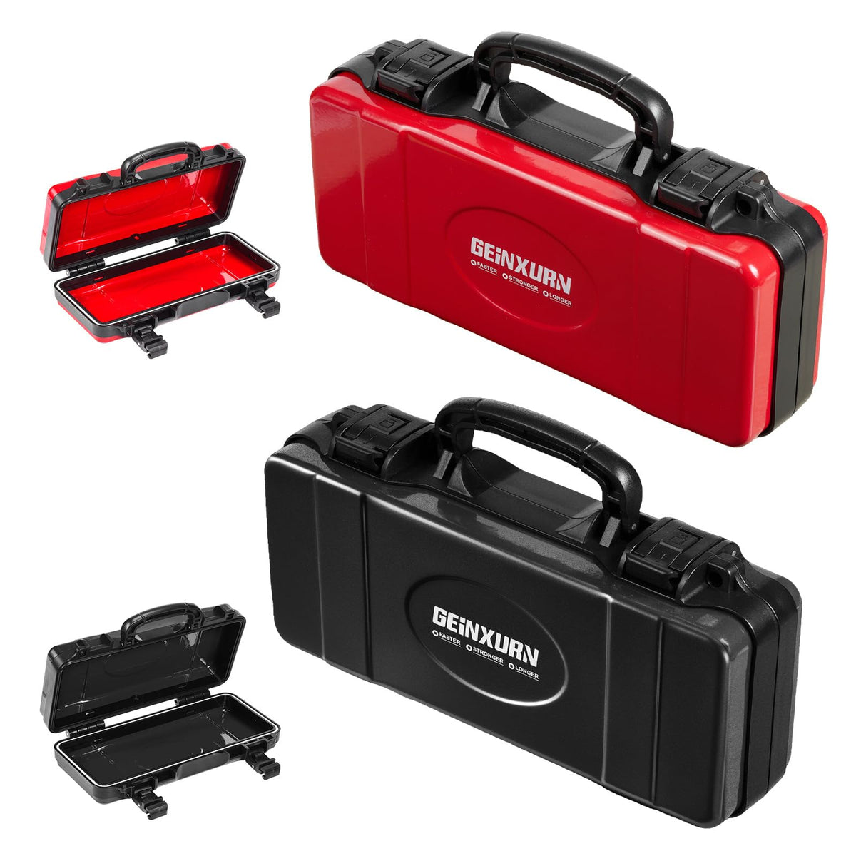 Geinxurn 3 Pieces Metal 11 Inches Steel Tool Organizer Portable Toolbox Red, Black and Yellow, Durable ABS Tool Storage with Plastic Handle and Double-Buckles