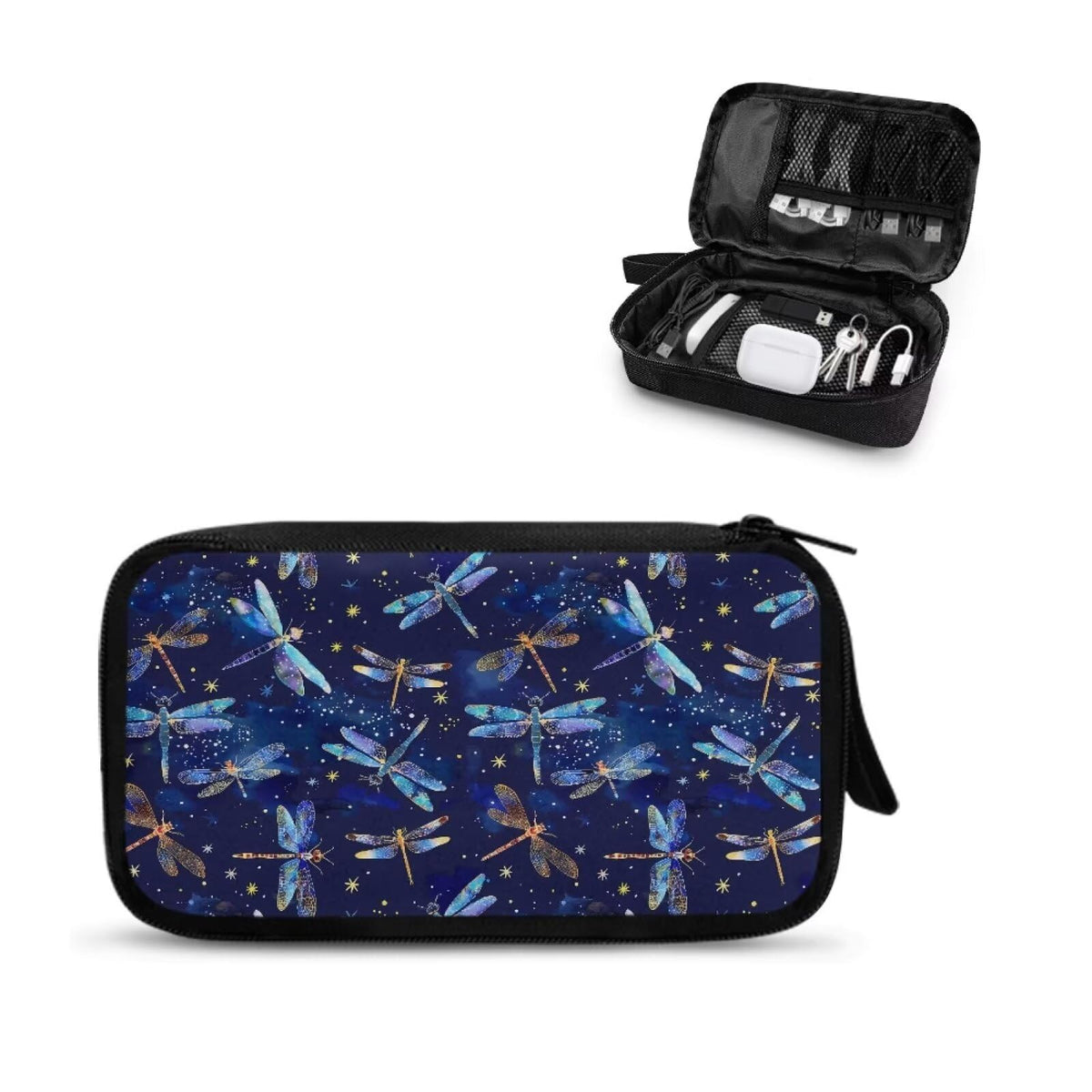 Cow Print Electronic Organizer Travel Cable Organizer Storage Bags for Data Cables, USB C Charger, SD Card, Hard Drive, Charging Cord, Mouse, Power Bank