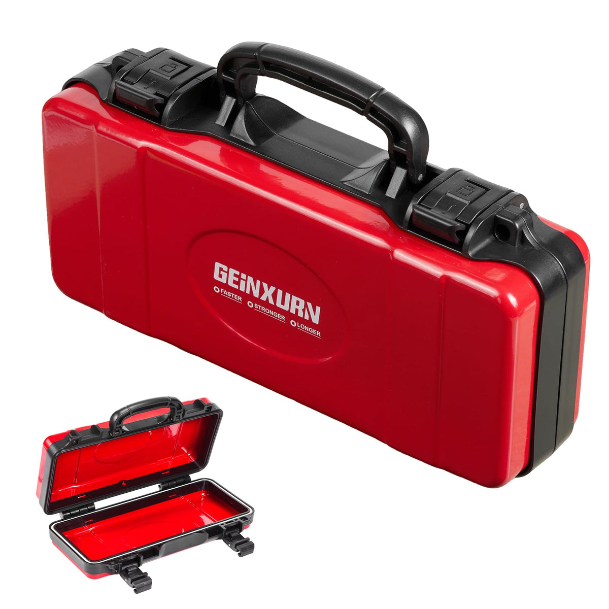 Geinxurn 3 Pieces Metal 11 Inches Steel Tool Organizer Portable Toolbox Red, Black and Yellow, Durable ABS Tool Storage with Plastic Handle and Double-Buckles