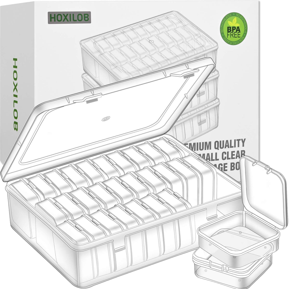 Bead Organizer Box, 120 Pack Small Clear Storage Boxes with Labels, Large Travel Craft Case with Handle, Mini Plastic Containers for Jewelry Making Diamonds DIY Pony Bracelet Screws Seeds Small Parts