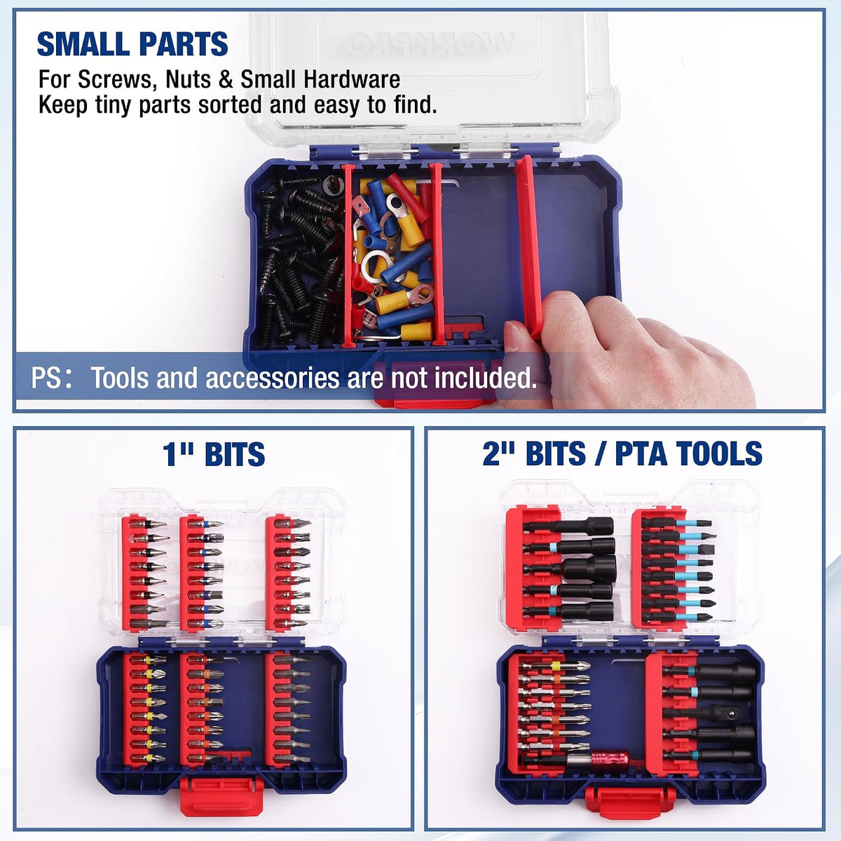 WORKPRO 3-Piece Small Parts Organizer, Stackable Storage Case