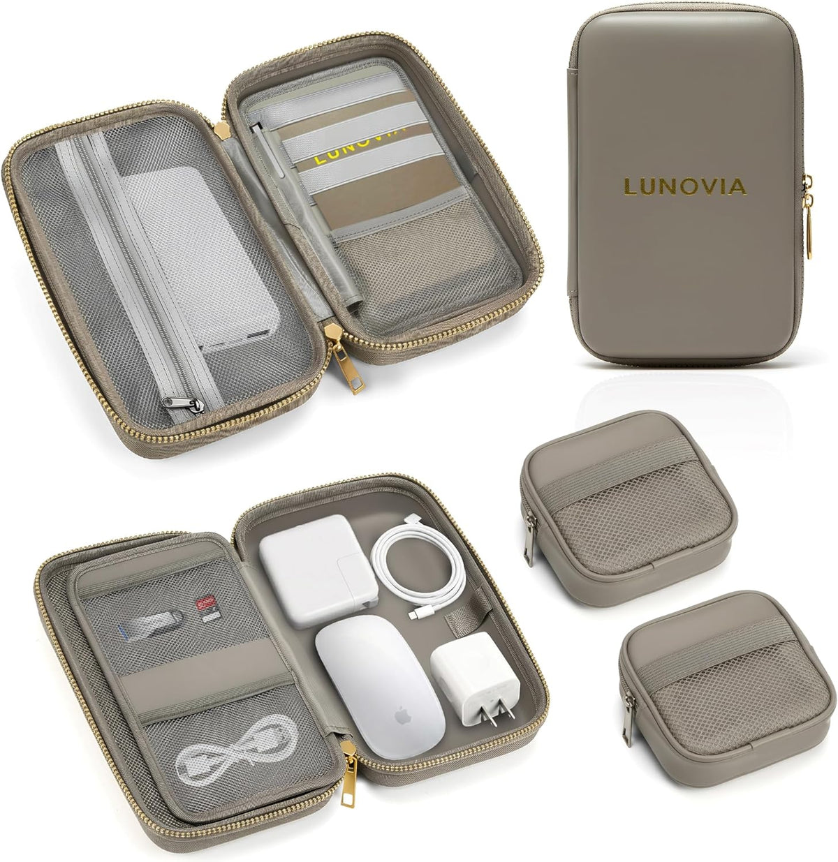 Mid-Size Tech Organizer with Removable Pouches – Hard Shell Travel Case for Cables, Chargers & Accessories | Electronics Organizer for Travel
