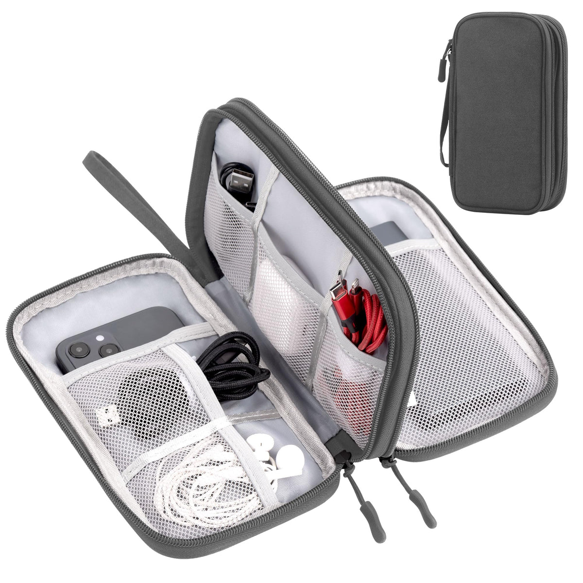 Arae Travel Essentials Electronic Organizer Double Layer - Black, L