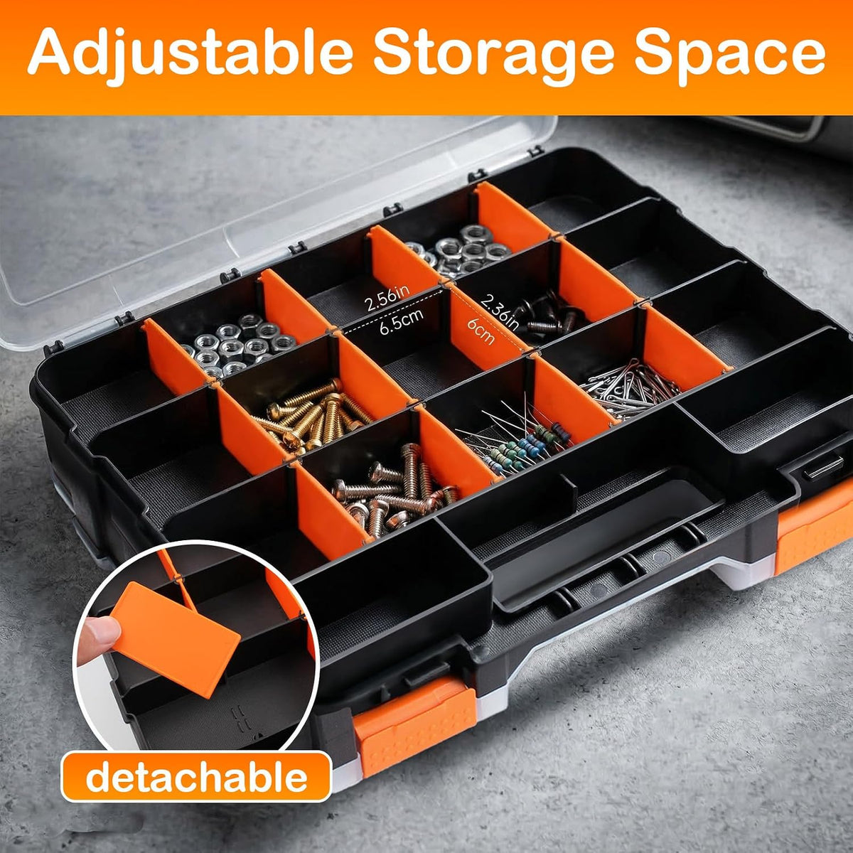 Double Side Small Parts Organizer Hardware Storage for Screws Nuts