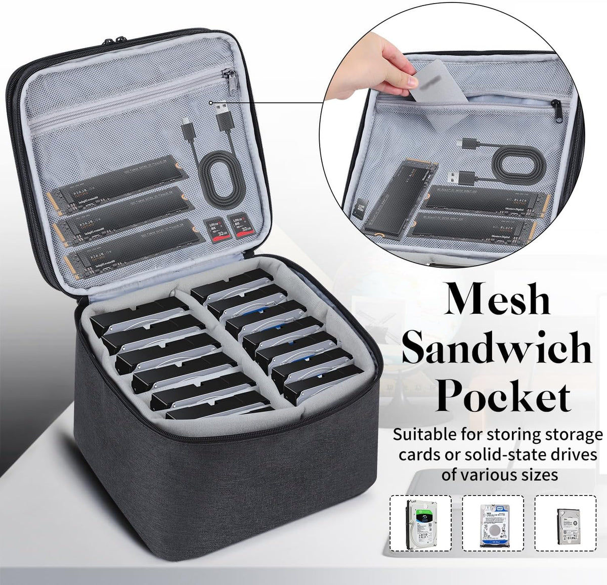 Hard Drive Case for 3.5inch HDD Portable External Hard Drive Protective Box