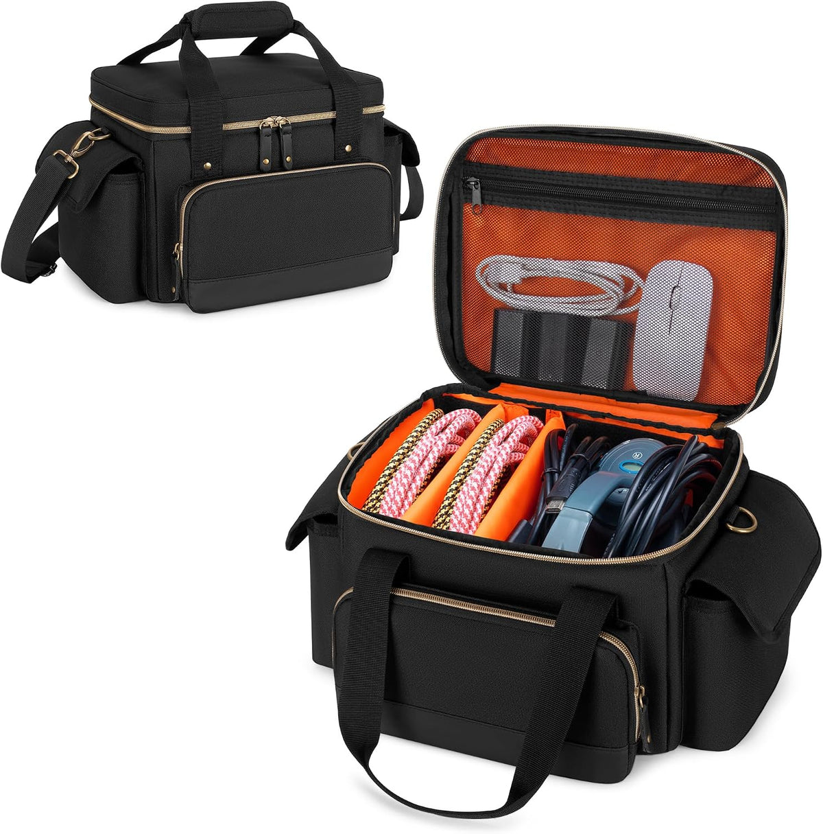 Damero DJ Cable File Bag with Detachable Dividers and Shoulder Strap