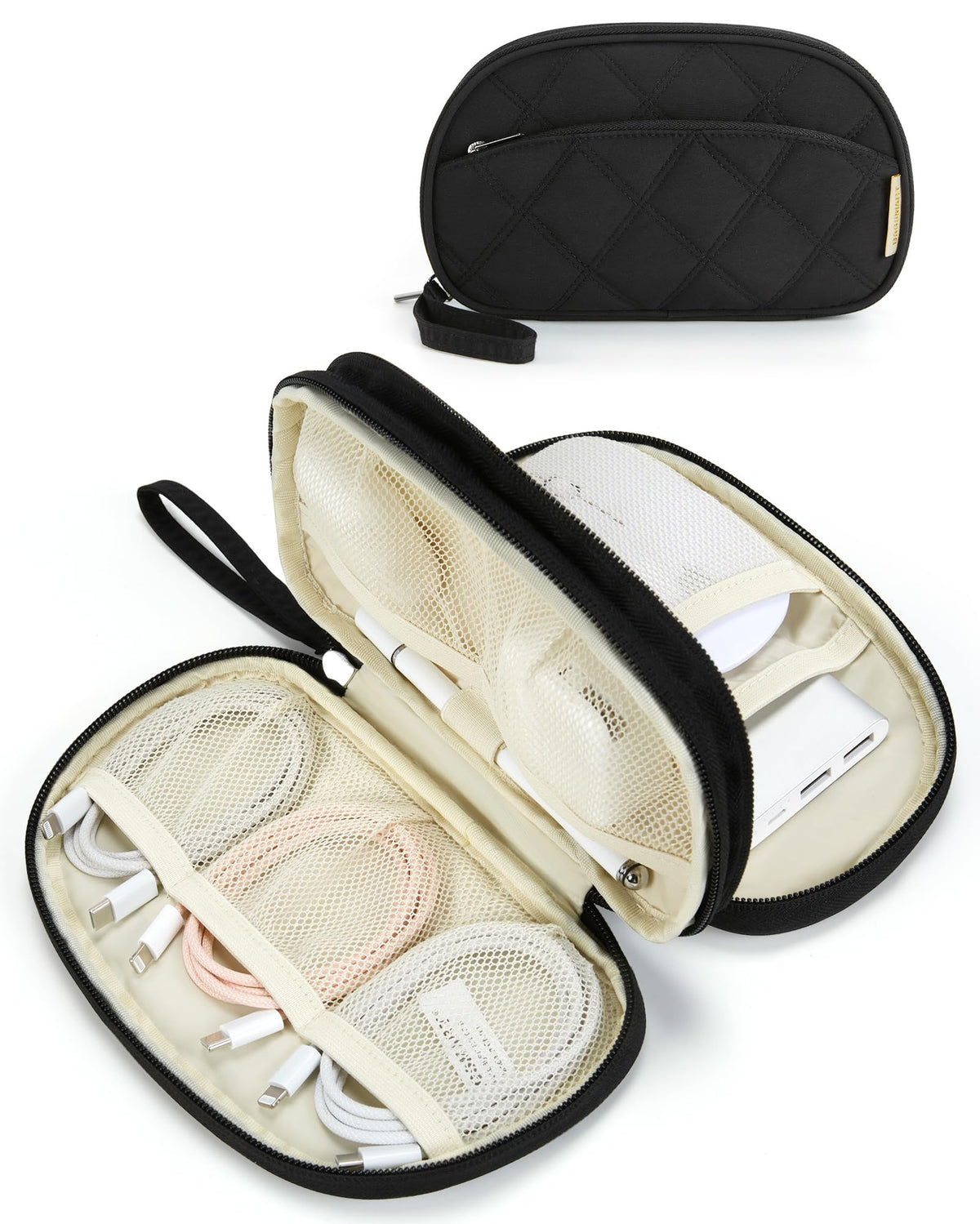 BAGSMART Electronics Organizer Travel Case for Cords Chargers Phones, Beige