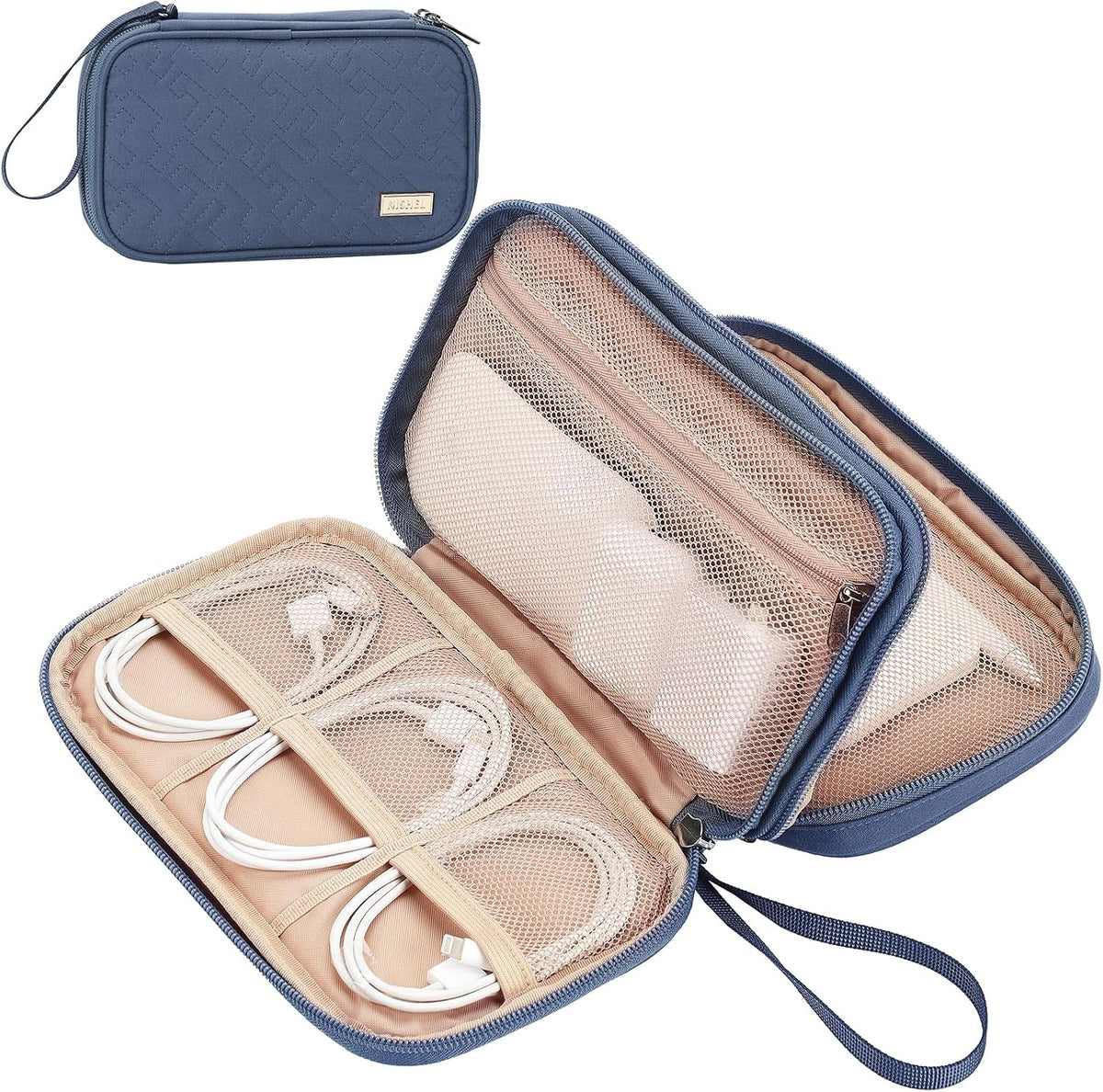 NISHEL Electronics Travel Organizer Cord Case, Charger Cable Tech Bag