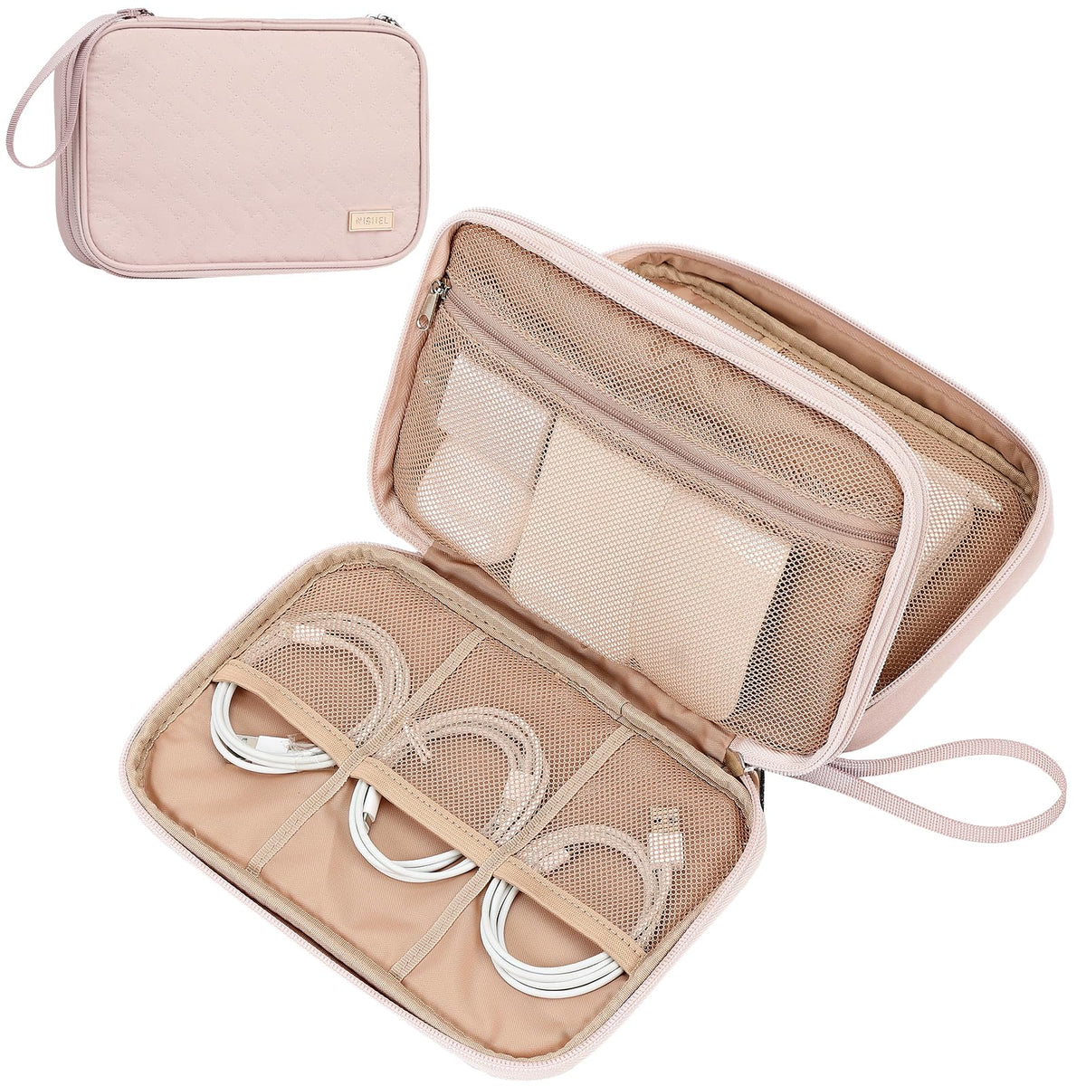 NISHEL Electronics Travel Organizer Cord Case, Charger Cable Tech Bag
