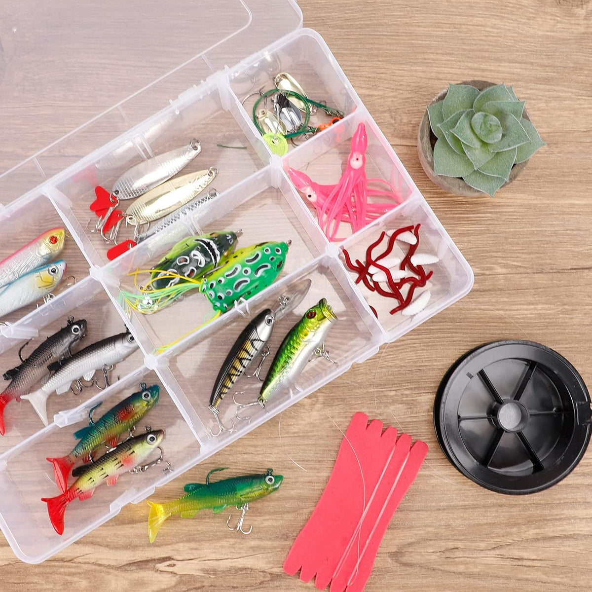 Bead Organizer Storage 3 Pack 15 Grid Clear Plastic Tackle Box Adjustable
