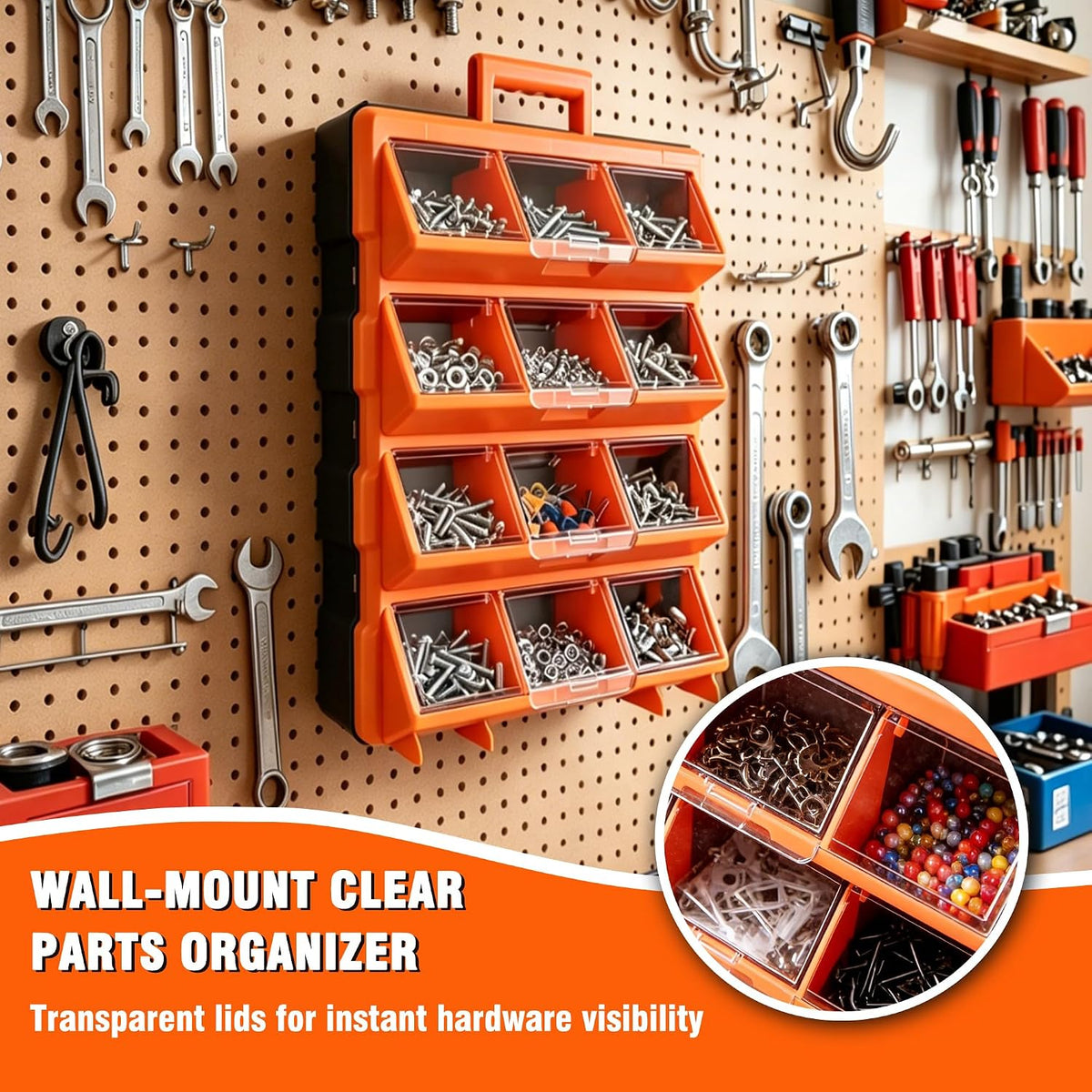 Tool Box Organizer,12-Compartment Portable Small Parts Organizer