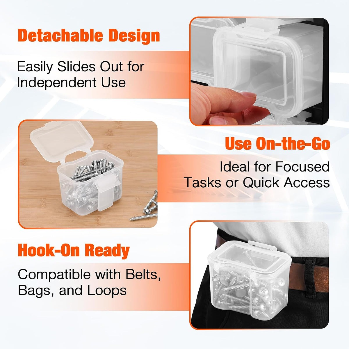 ValueMax Small Parts Organizer Box, Double-Sided Tool Box with 18 Removable Bins, Portable Screw & Parts Storage Case for Nuts, Bolts, and Hardware