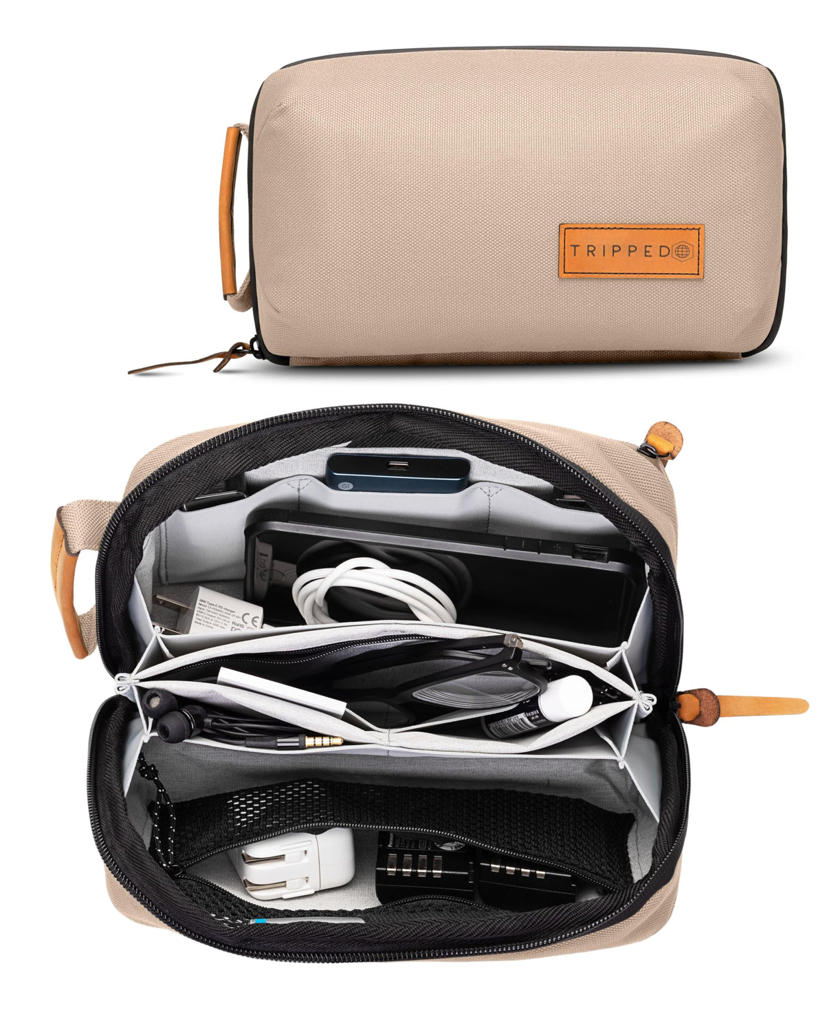 TRIPPED Travel Gear Tech Organizer Pouch for Accessories and Cables