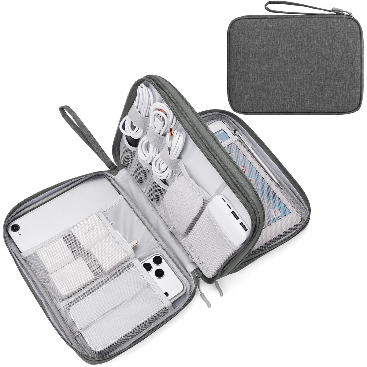 FYY Electronic Organizer, Travel Tech Pouch Bag, Large, Dark Green