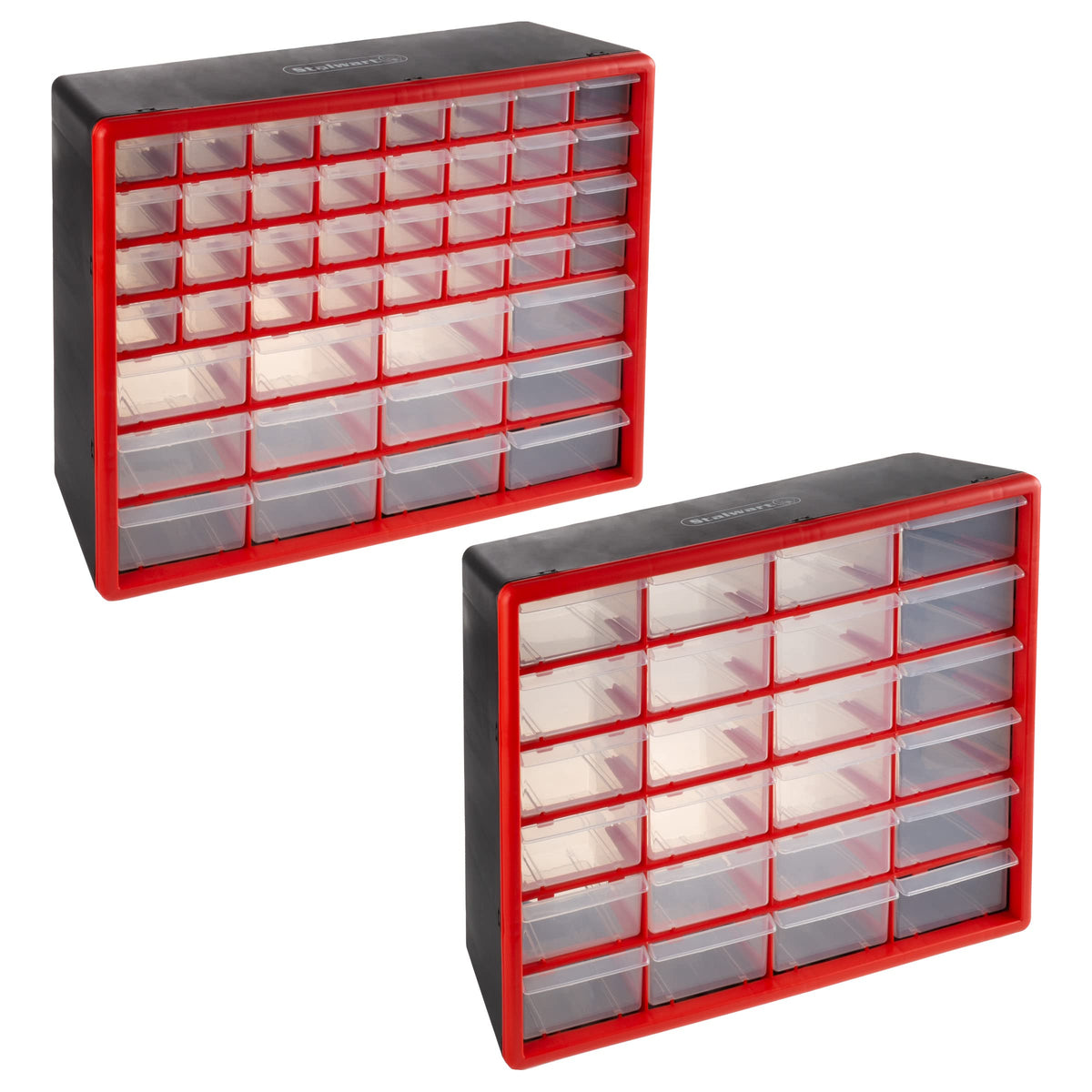 Storage Bin with Drawers - 41-Drawer Plastic Tool Organizer - Hardware or Craft Cabinet for Storing Beads, Toys, or Nuts and Bolts by Stalwart (Black)