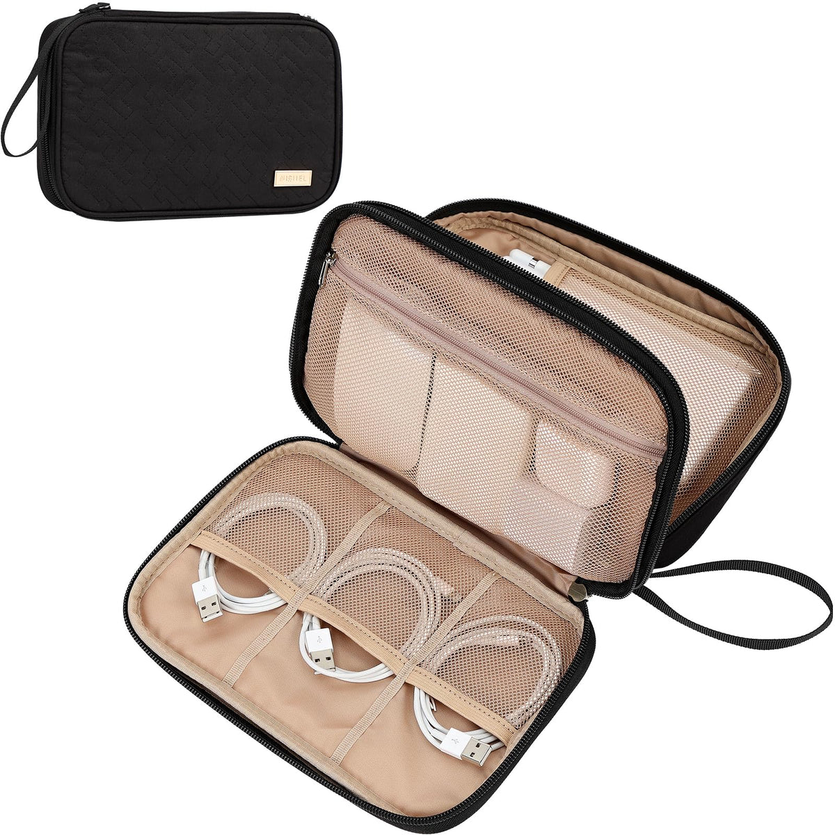 NISHEL Electronics Travel Organizer Cord Case, Charger Cable Tech Bag