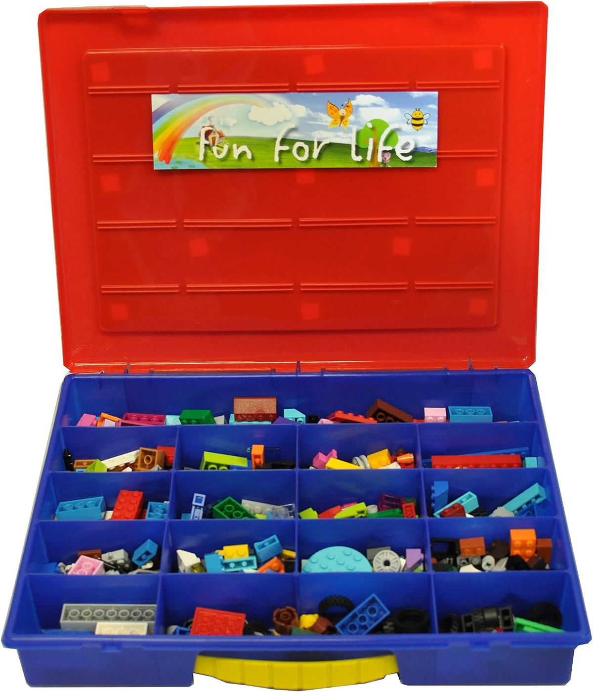 Lego-Compatible Organizer Case With Building Plate (Green/Blue) - Storage Case Fits up to 1000 Parts