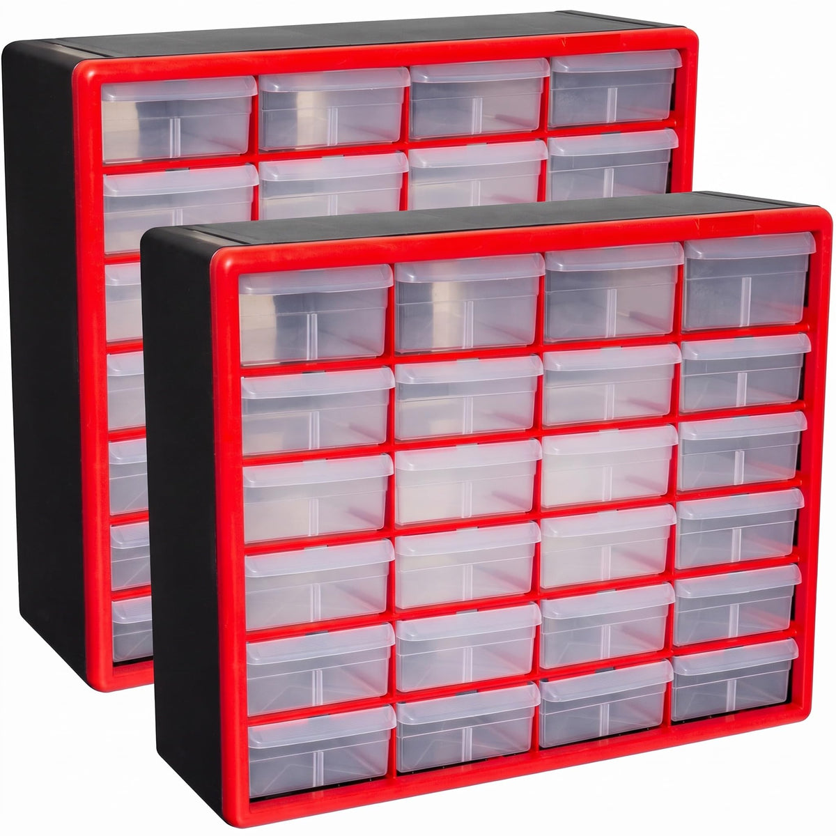 Akro-Mils 24-Drawer Plastic Storage Cabinet, 20" W x 6" D x 16" H, Black