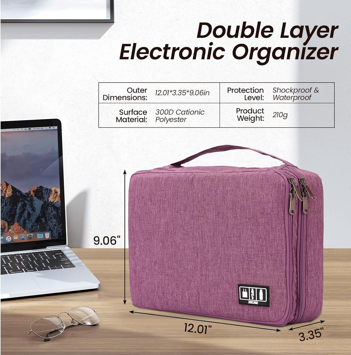 Electronic Organizer Travel Case, Double Layer Cable Organizer Bag