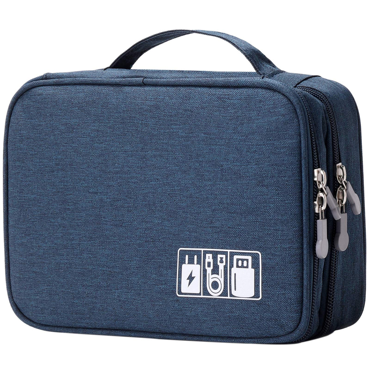 Mygreen Electronic Accessories Organizer Bag, Waterproof Double Layer Travel Storage Case with Adjustable Padded Dividers, Portable Hard Pouch for Cables, Charger, Power Bank, Phone, Hard Drive Purple
