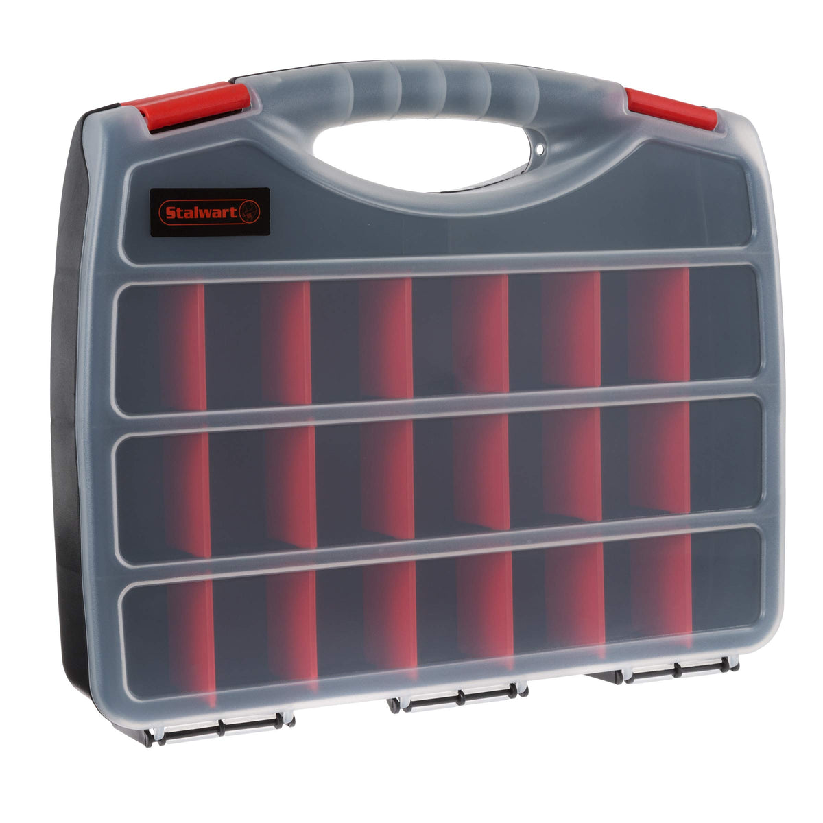 Stalwart - 75-ST6073 Portable Storage Case with Secure Locks and 55 Small Bin Compartments for Hardware, Screws, Bolts, Nuts, Nails, Beads, Jewelry and More by Black