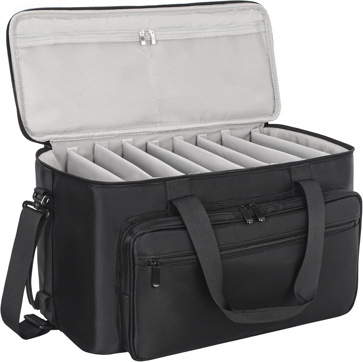 AKOZLIN Large Travel Gig Band Cable File Bag With Detachable Dividers Grey