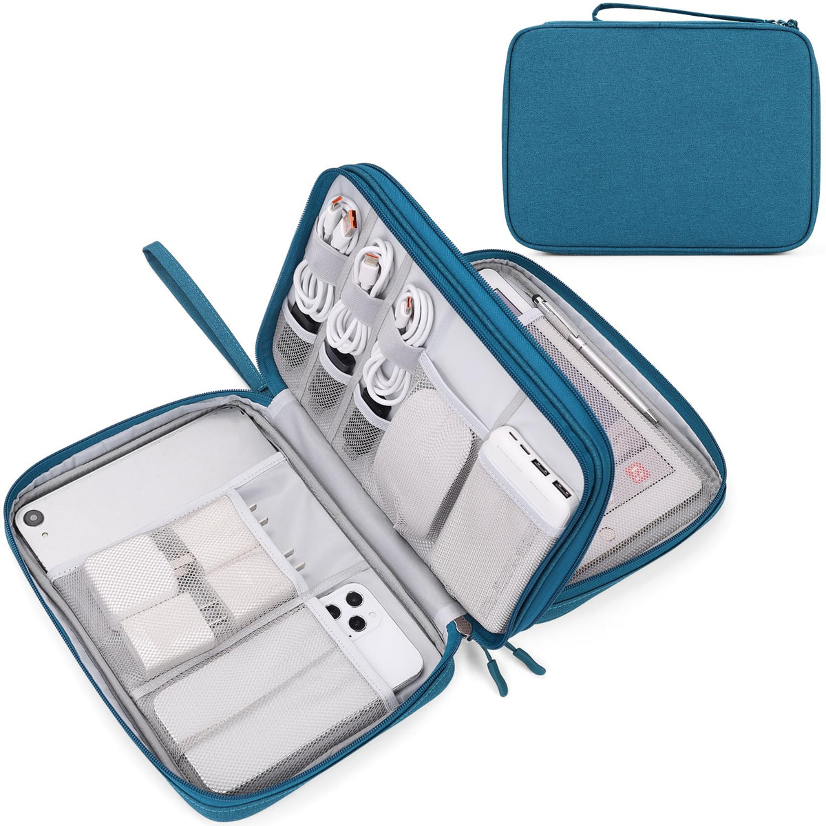 FYY Electronic Organizer, Travel Tech Pouch Bag, Medium, Dark Green