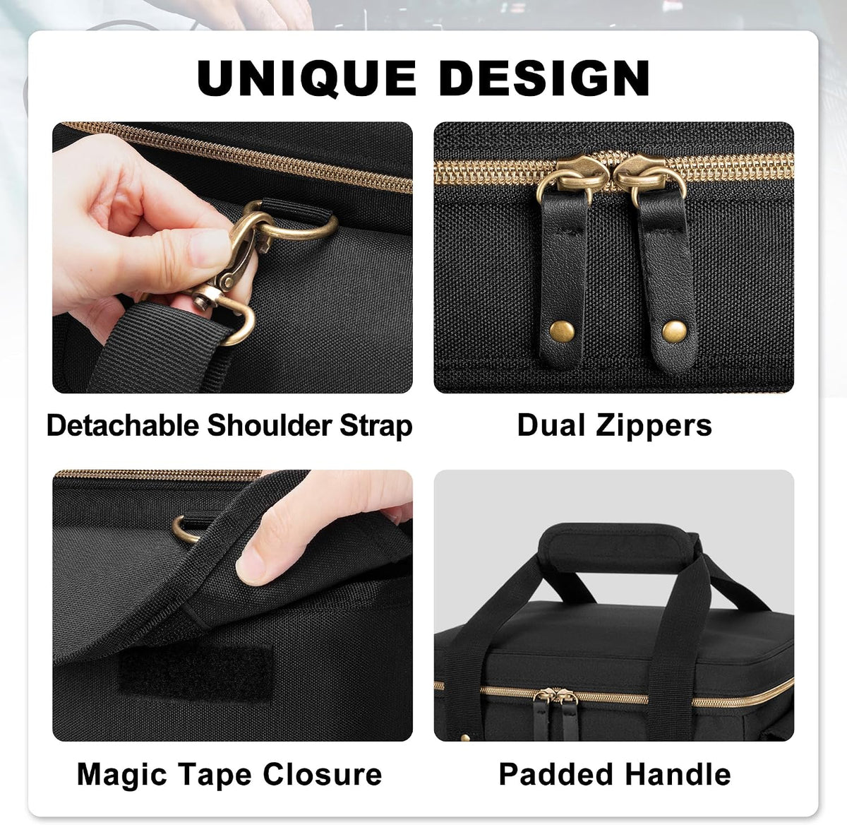 Damero DJ Cable File Bag with Detachable Dividers and Shoulder Strap