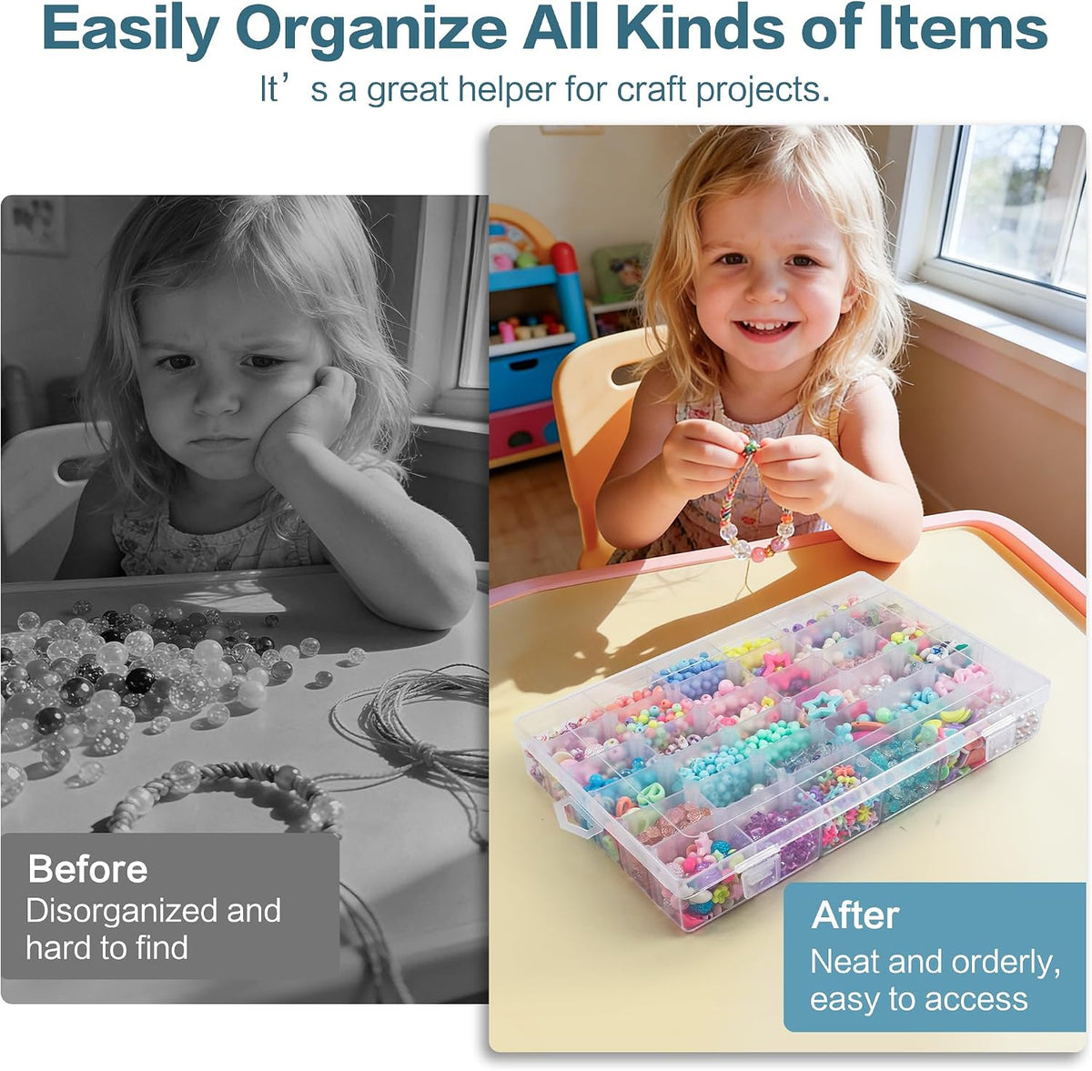 DILIBRA 5 Pack 36 Grids Large Plastic Organizer Box with Adjustable Divider