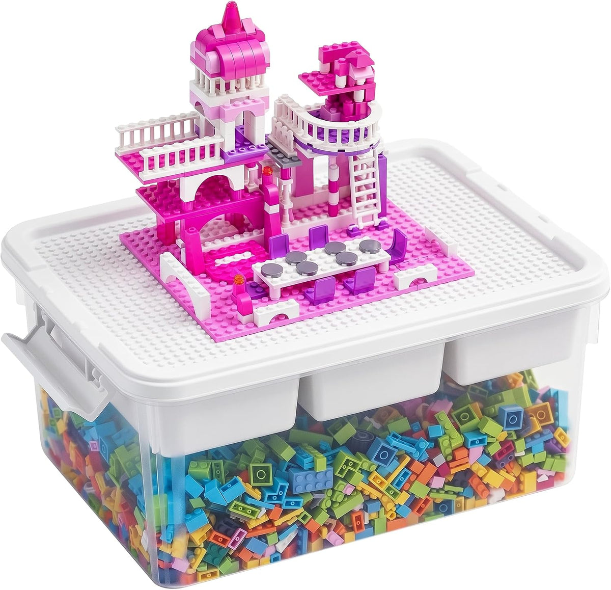 Citylife 17 QT Plastic Storage Box Building Baseplate Lid Removable Tray