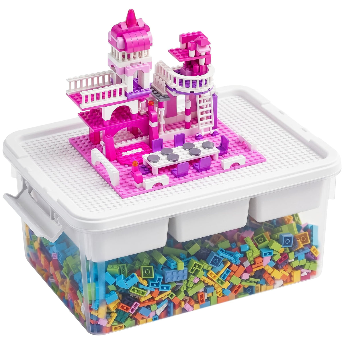 Citylife 17 QT Plastic Storage Box Building Baseplate Lid Removable Tray