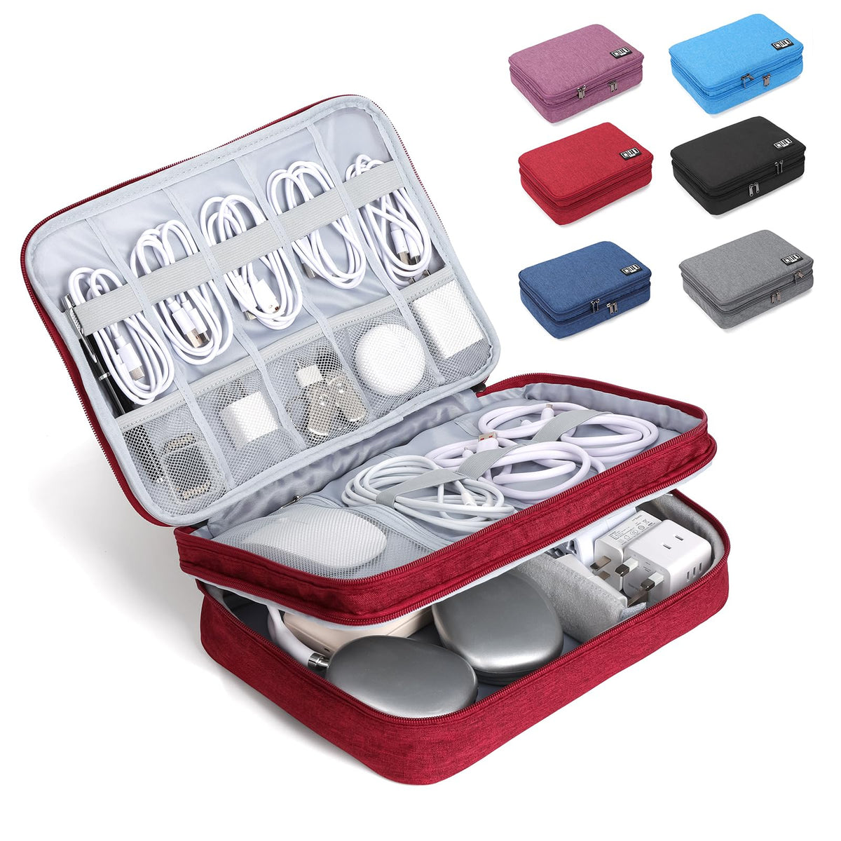 Electronic Organizer Travel Case, Double Layer Cable Organizer Bag