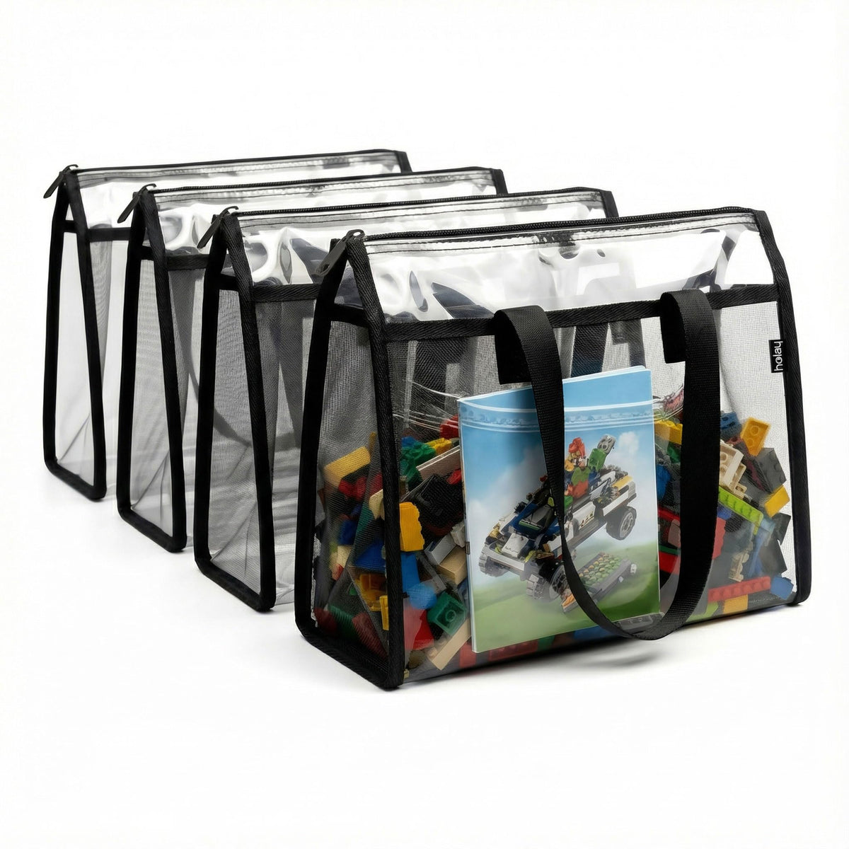 Toy Storage Organizer Clear 4 Pack Building Bricks Blocks Bag with Zipper
