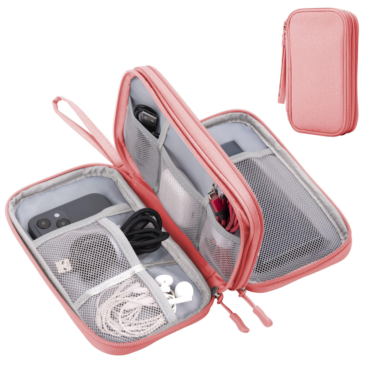 Arae Travel Essentials Electronic Organizer Double Layer - Black, L