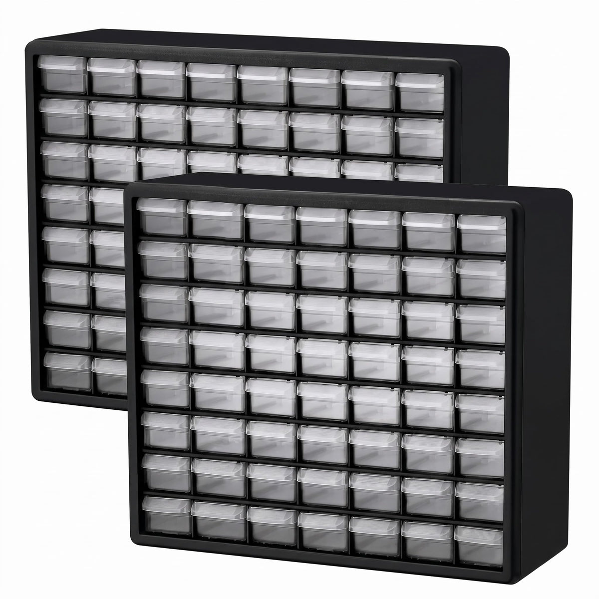 Akro-Mils 24-Drawer Plastic Storage Cabinet, 20" W x 6" D x 16" H, Black