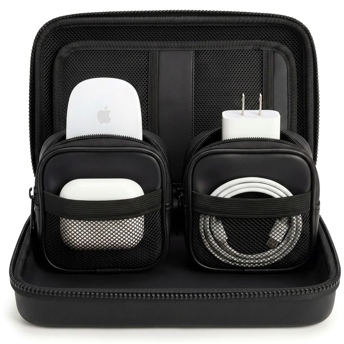 Mid-Size Tech Organizer with Removable Pouches – Hard Shell Travel Case for Cables, Chargers & Accessories | Electronics Organizer for Travel