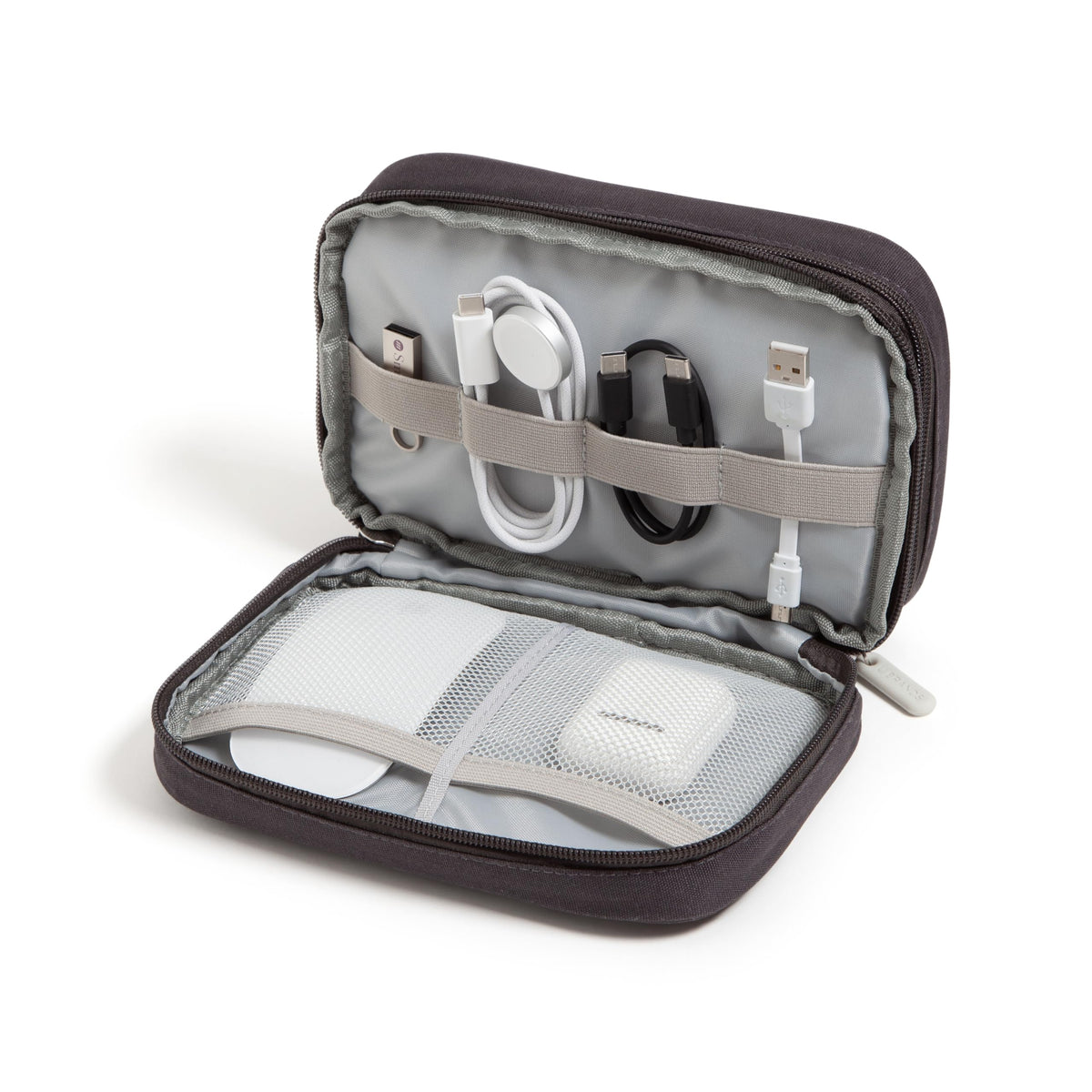 U Brands Electronics Organizer Travel Case, Cord Storage, 8" x 5.25", Beige