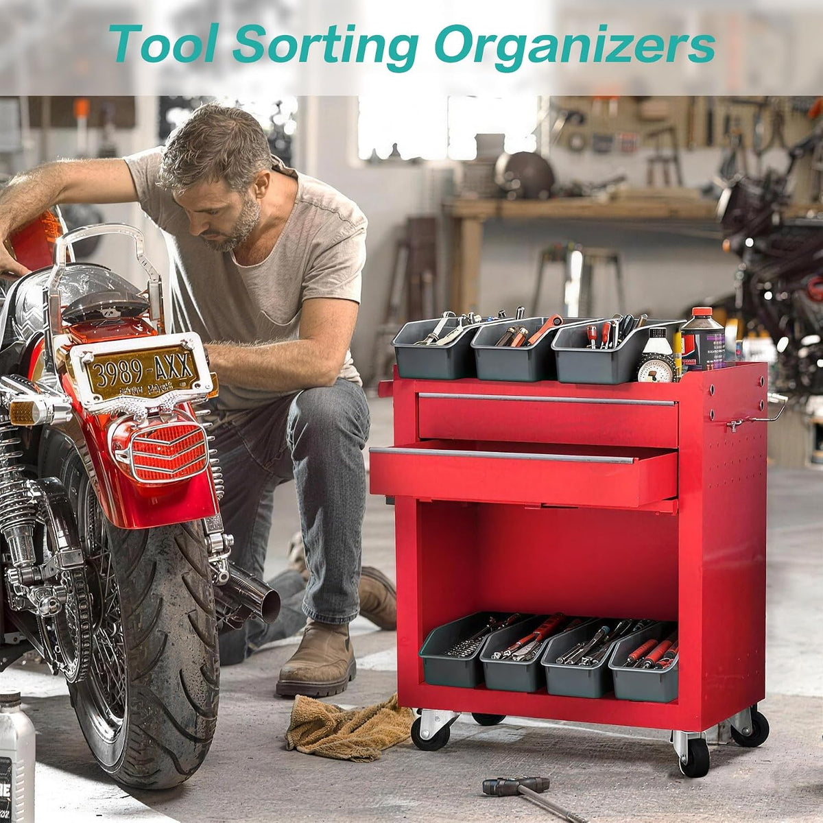 Plastic Shelf Bins 8 Pack Open Top Tool Organizers for Garage (Gray)
