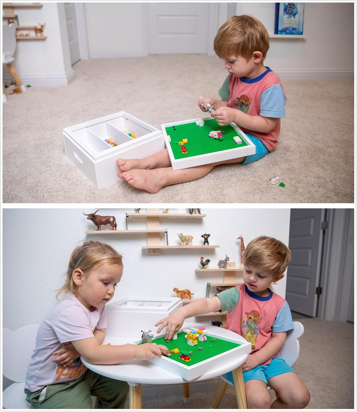 UTEX Buildable Cubby Storage with Baseplate Lid Compatible with Lego