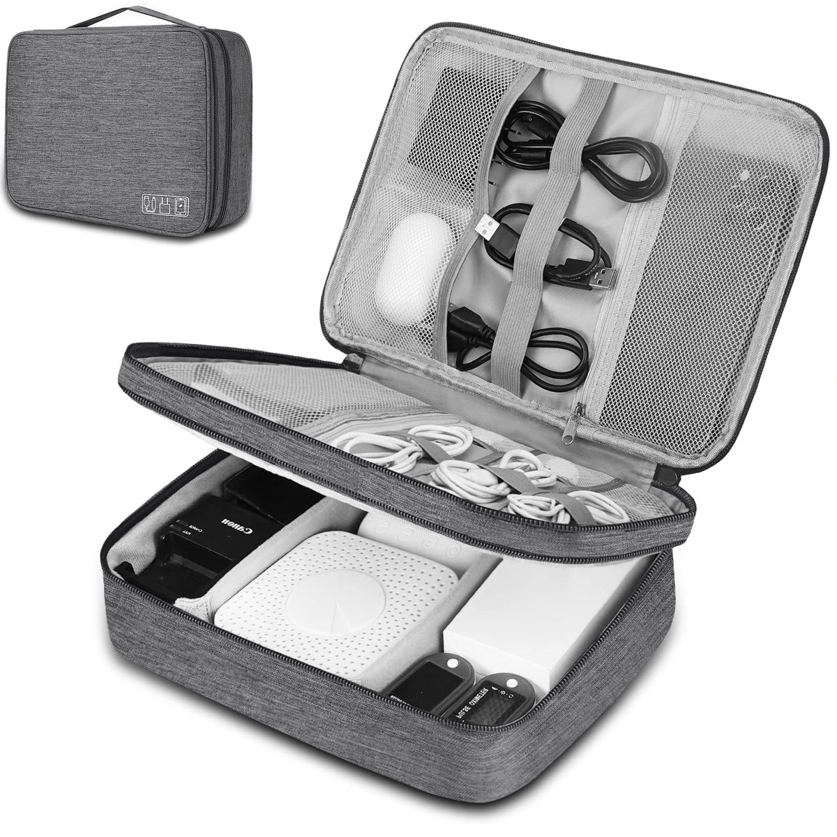Electronic Organizer Travel Universal Cable Organizer Electronics Accessories Bag for Cable, Charger, Phone, USB, SD Card,1Pack