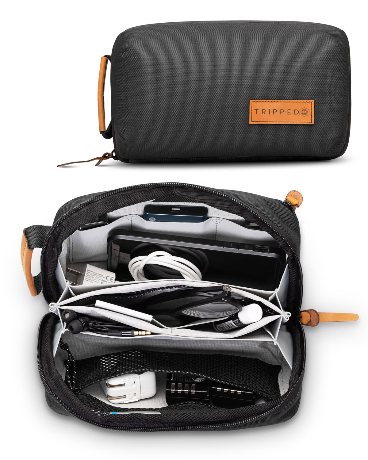 TRIPPED Travel Gear Tech Organizer Pouch for Accessories and Cables