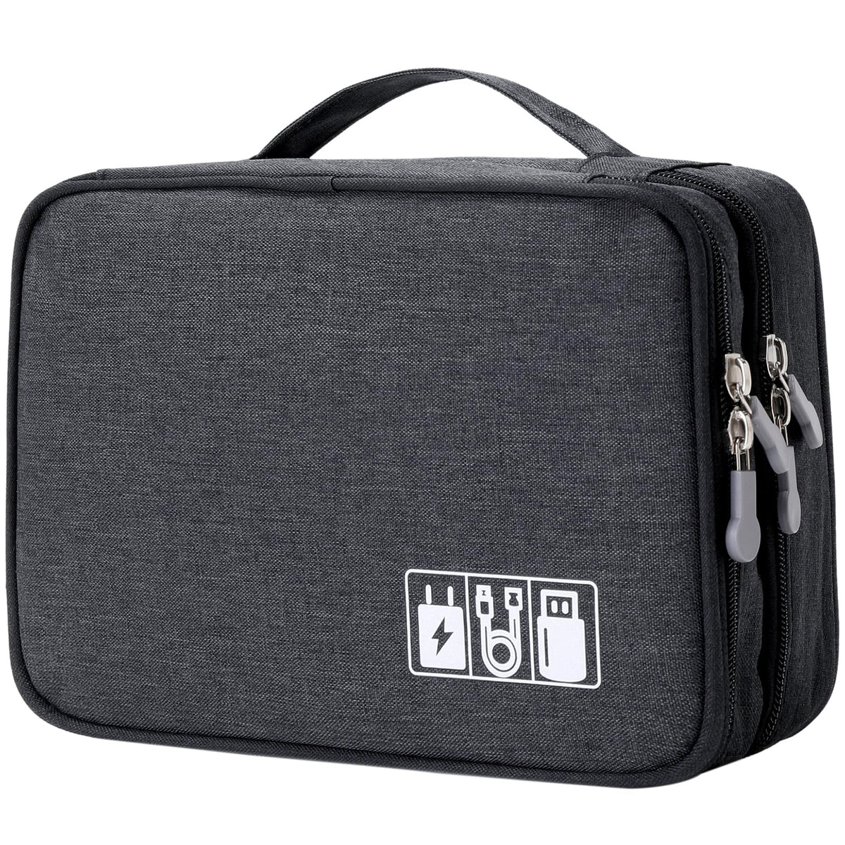 Lanola Travel Cable Organizer Bag, Electronic Accessories Case Portable Double Layer Cable Storage Bag for Cord, Charger, Flash Drive, Phone, SD Card,Personal Items - (Purple)