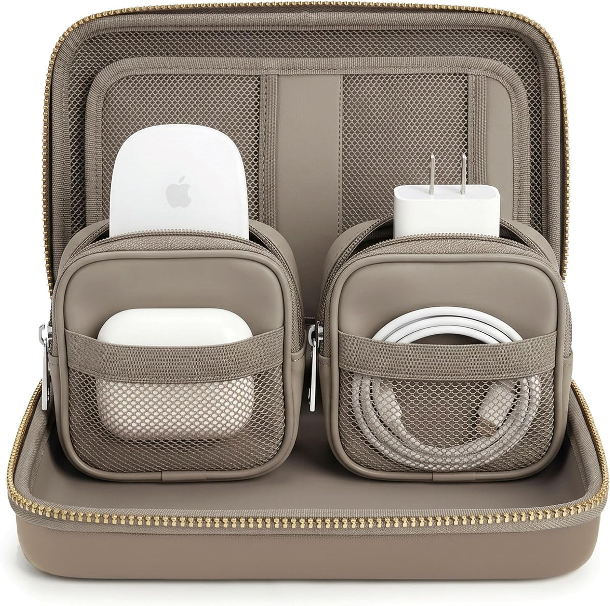 Mid-Size Tech Organizer with Removable Pouches – Hard Shell Travel Case for Cables, Chargers & Accessories | Electronics Organizer for Travel