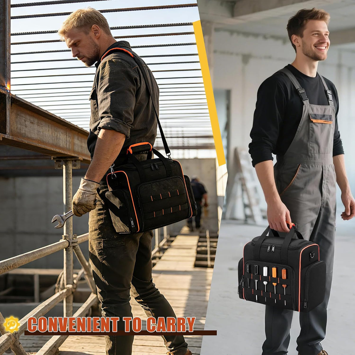 Marscamd Tool Bag with 3 Removable Cases, 2 Layers Tool Tote for Hand Tools
