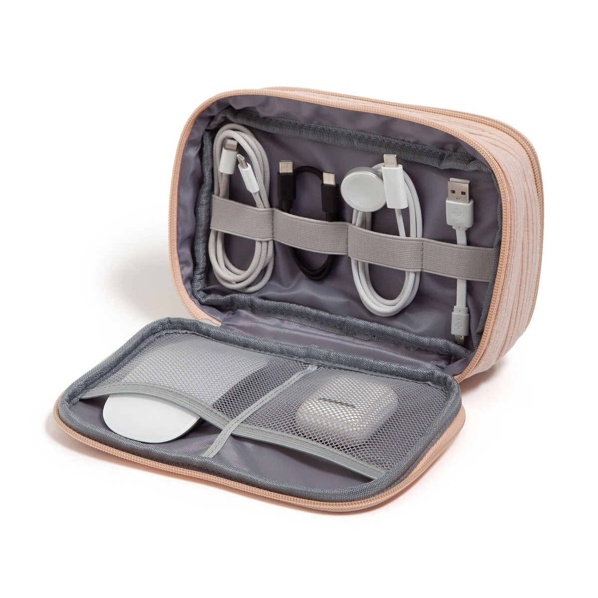 U Brands Electronics Organizer Travel Case, Cord Storage, 8" x 5.25", Beige