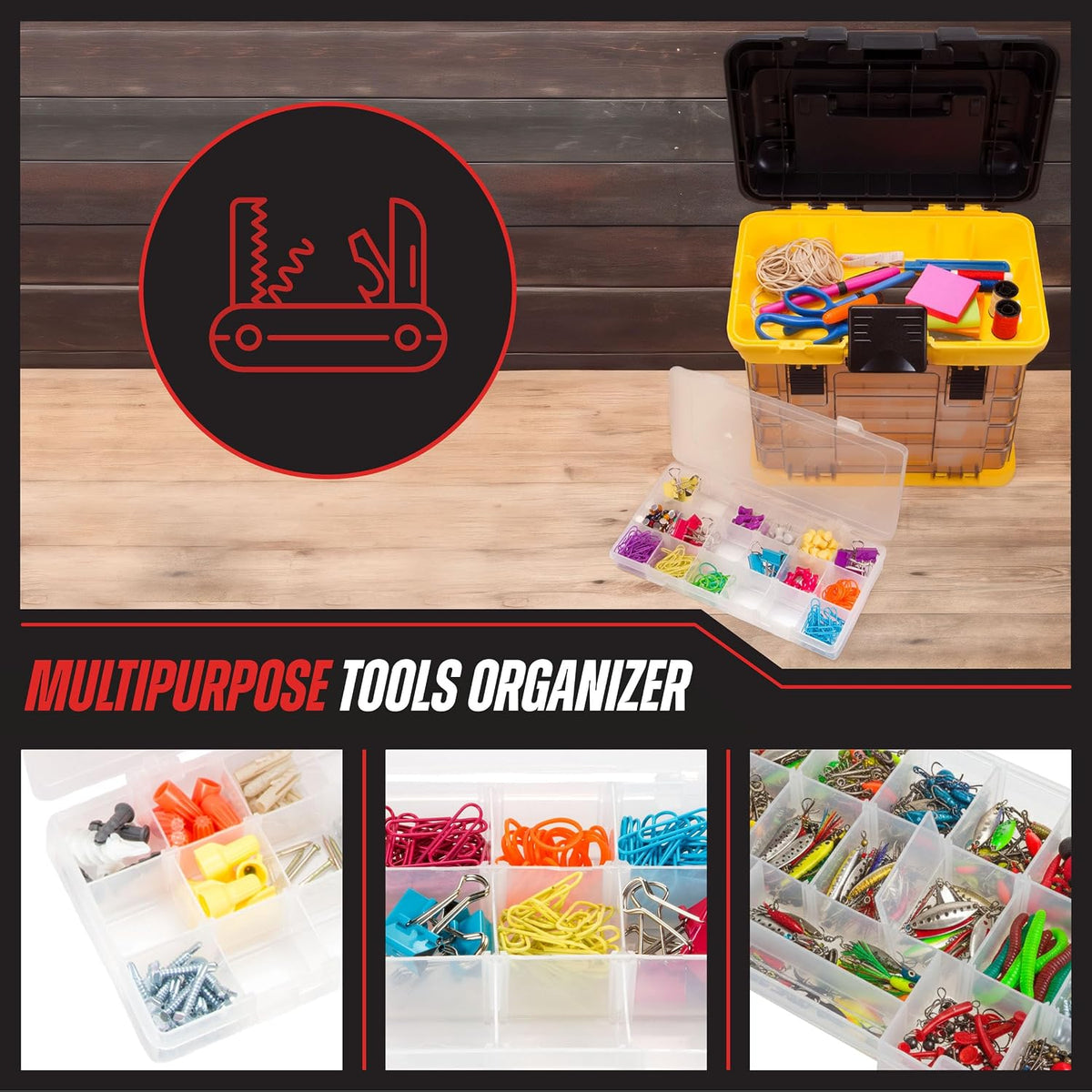 Stalwart Portable Tool Box Small Parts Organizer, Yellow