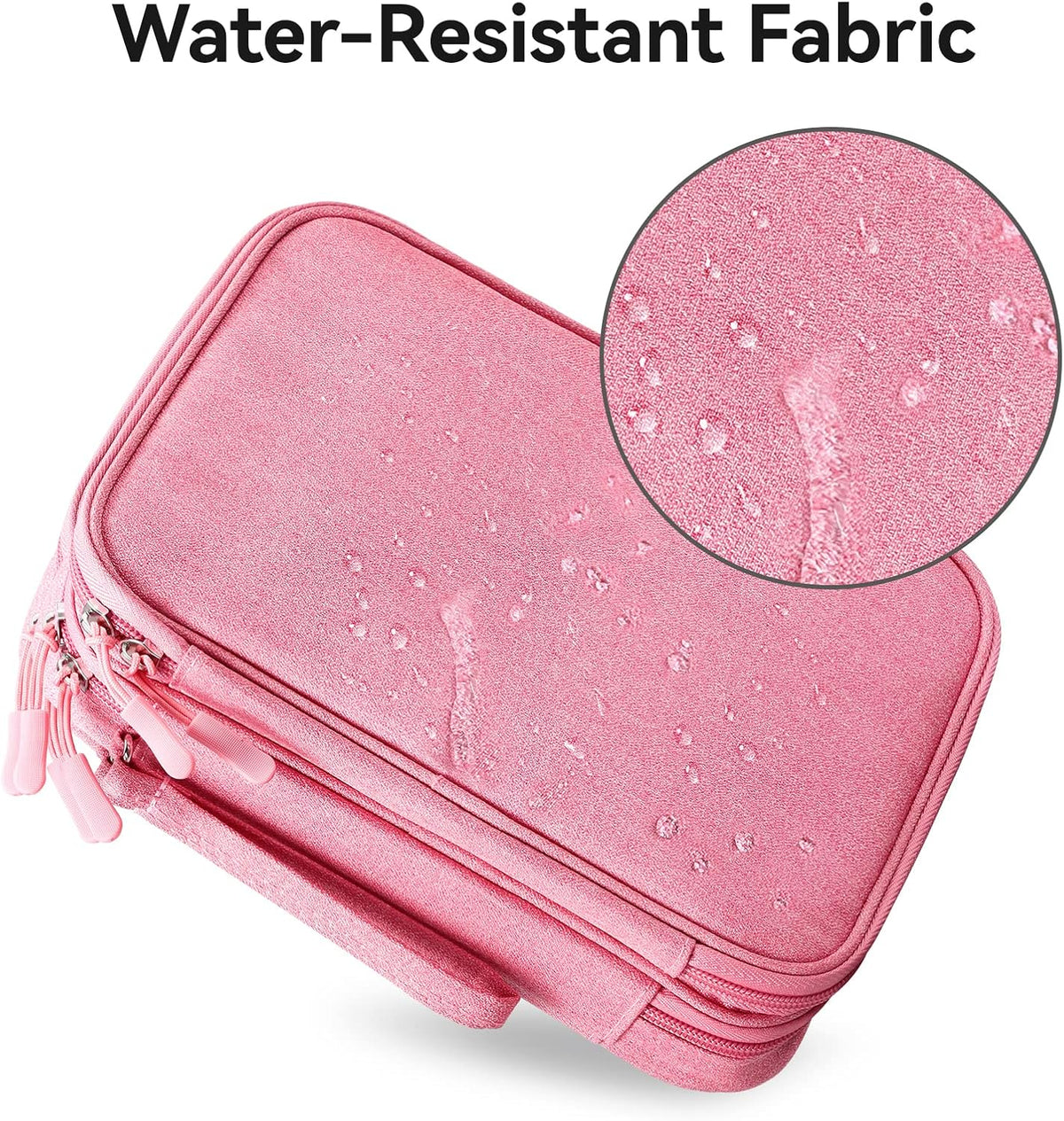 Cable Organizer Bag Travel Case for Electronics (Large, Dark Pink)